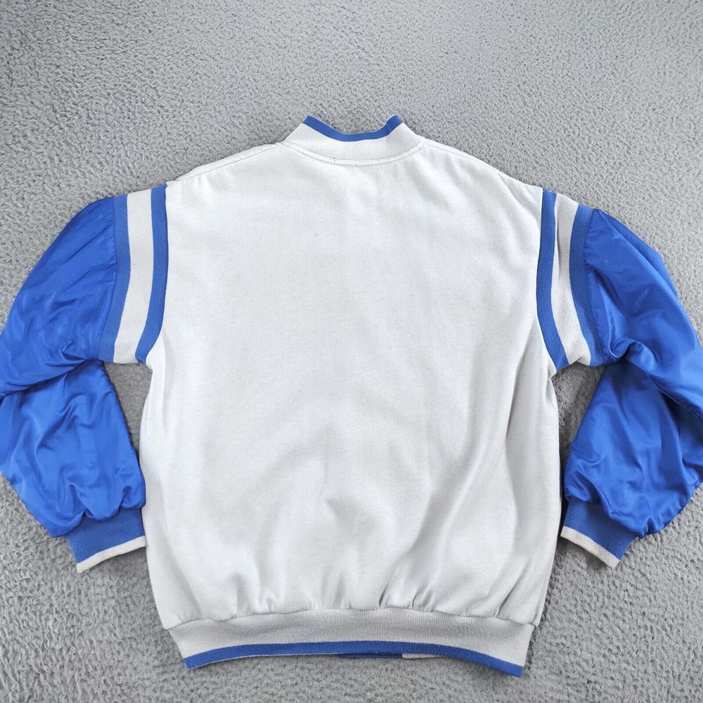 Vintage Adidas Reversible Jacket Mens Large Blue Gray Trefoil Spellout Snap Up - Picture 5 of 16